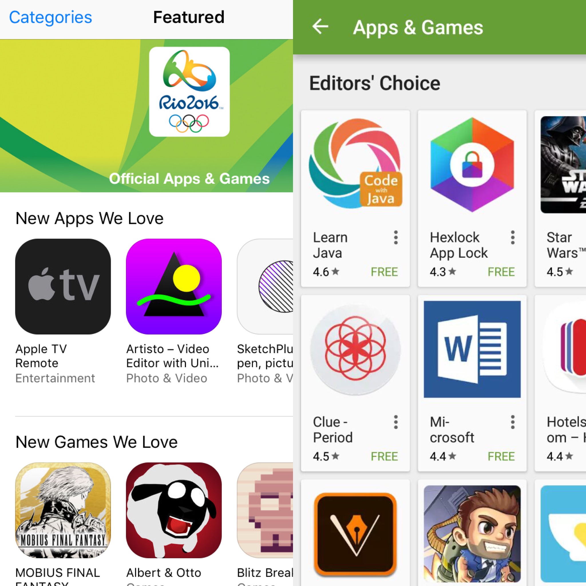 featured apps apple and google play